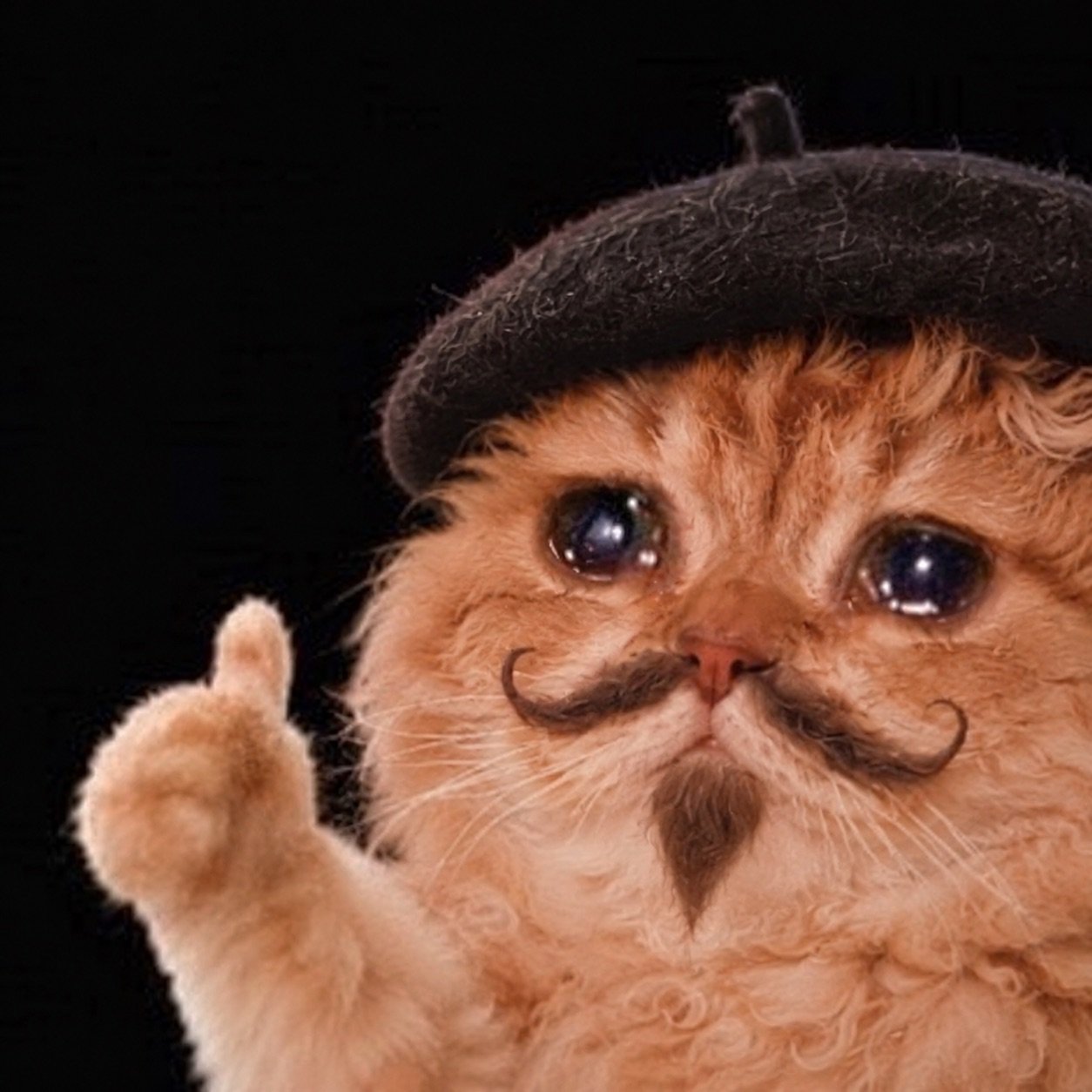 Mewsieur giving a teary thumbs up